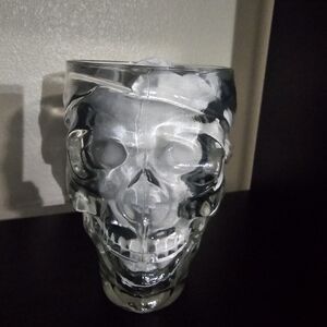 Clear Pirate Skull Glass Art Piece Luminarc 32 Oz Beer Glass, Gothic Decor